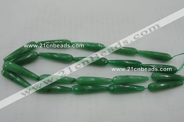 CTR50 15.5 inches 10*40mm faceted teardrop green aventurine beads