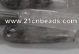 CTR56 15.5 inches 10*40mm faceted teardrop cloudy quartz beads