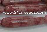 CTR58 15.5 inches 10*40mm faceted teardrop strawberry quartz beads