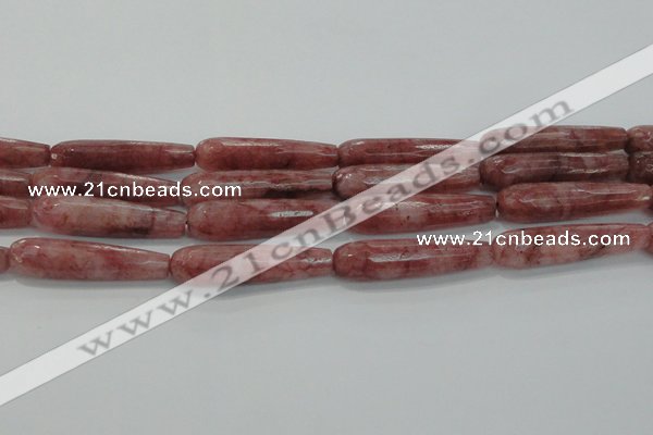 CTR58 15.5 inches 10*40mm faceted teardrop strawberry quartz beads