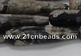 CTR60 15.5 inches 10*40mm faceted teardrop grey opal gemstone beads