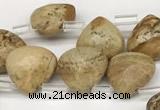 CTR610 Top drilled 10*10mm faceted briolette picture jasper beads