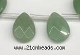 CTR666 Top drilled 10*14mm faceted briolette green aventurine beads