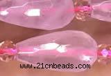 CTR710 15 inches 8*16mm faceted teardrop rose quartz beads