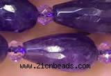 CTR711 15 inches 8*16mm faceted teardrop amethyst beads