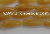 CTR75 15.5 inches 6*16mm faceted teardrop yellow jade beads