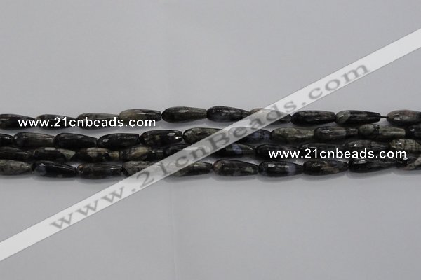 CTR78 15.5 inches 6*16mm faceted teardrop grey opal gemstone beads