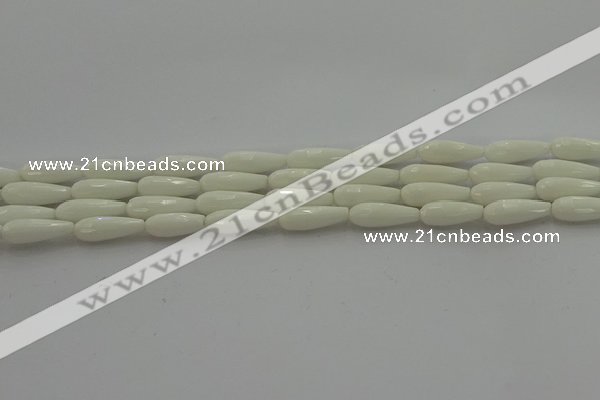 CTR83 15.5 inches 6*16mm faceted teardrop white porcelain beads