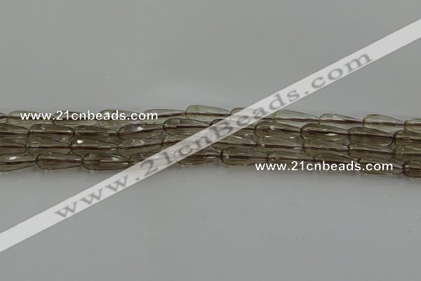 CTR85 15.5 inches 6*16mm faceted teardrop smoky quartz beads