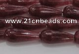 CTR92 15.5 inches 8*20mm faceted teardrop strawberry quartz beads