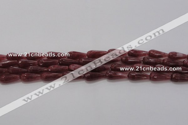 CTR92 15.5 inches 8*20mm faceted teardrop strawberry quartz beads