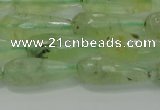 CTR93 15.5 inches 8*20mm faceted teardrop green rutilated quartz beads