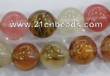 CTS06 15.5 inches 14mm round tigerskin glass beads wholesale