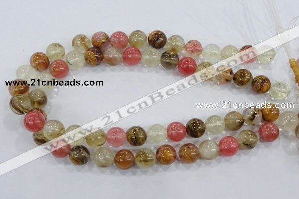 CTS06 15.5 inches 14mm round tigerskin glass beads wholesale