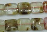 CTS52 15.5 inches 15*15mm square tigerskin glass beads wholesale