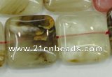 CTS53 15.5 inches 25*25mm square tigerskin glass beads wholesale