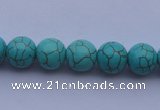 CTU06 15.5 inches 14mm round blue turquoise strand beads Wholesale