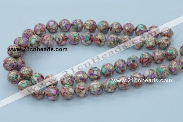 CTU107 16 inches 14mm round dyed flower turquoise beads wholesale