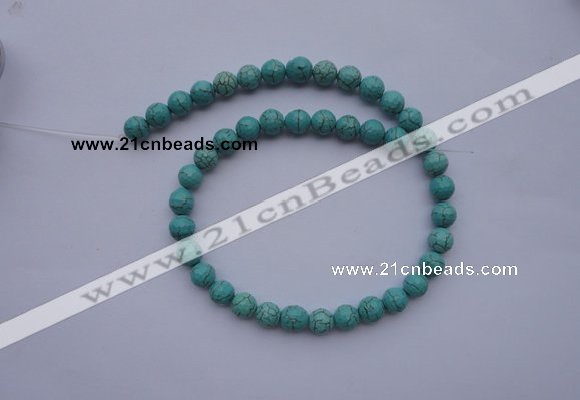 CTU12 15.5 inches 8mm faceted round blue turquoise beads Wholesale