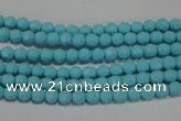 CTU1220 15.5 inches 4mm faceted round synthetic turquoise beads