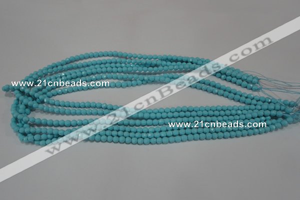 CTU1220 15.5 inches 4mm faceted round synthetic turquoise beads