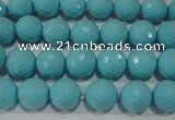 CTU1221 15.5 inches 6mm faceted round synthetic turquoise beads