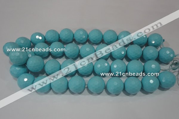 CTU1222 15.5 inches 8mm faceted round synthetic turquoise beads