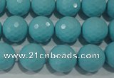 CTU1223 15.5 inches 10mm faceted round synthetic turquoise beads
