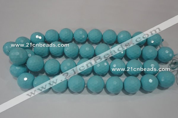 CTU1224 15.5 inches 12mm faceted round synthetic turquoise beads