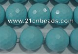 CTU1226 15.5 inches 16mm faceted round synthetic turquoise beads