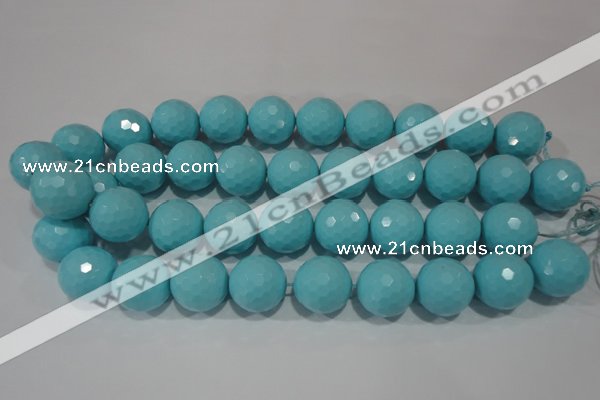 CTU1227 15.5 inches 18mm faceted round synthetic turquoise beads