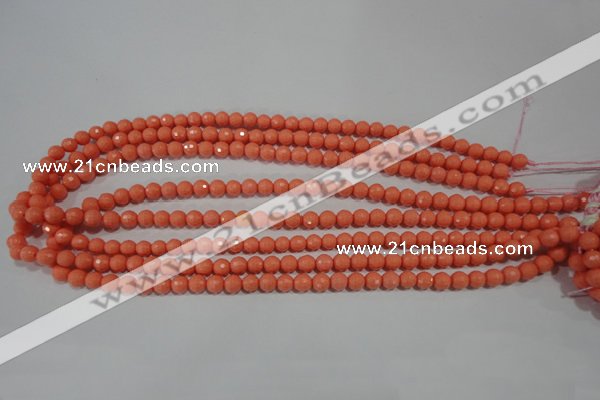 CTU1322 15.5 inches 6mm faceted round synthetic turquoise beads