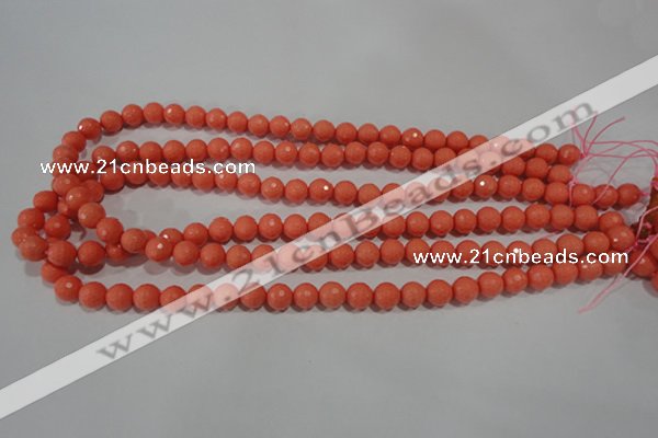 CTU1323 15.5 inches 8mm faceted round synthetic turquoise beads