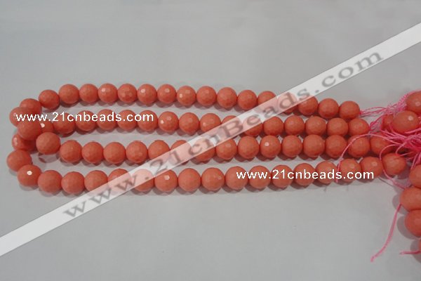 CTU1325 15.5 inches 12mm faceted round synthetic turquoise beads