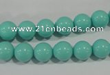 CTU1384 15.5 inches 10mm round synthetic turquoise beads