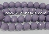 CTU1410 15.5 inches 4mm faceted round synthetic turquoise beads