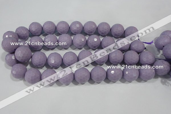 CTU1410 15.5 inches 4mm faceted round synthetic turquoise beads