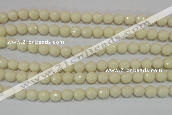 CTU1444 15.5 inches 10mm faceted round synthetic turquoise beads