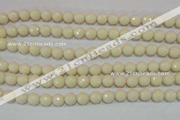 CTU1444 15.5 inches 10mm faceted round synthetic turquoise beads