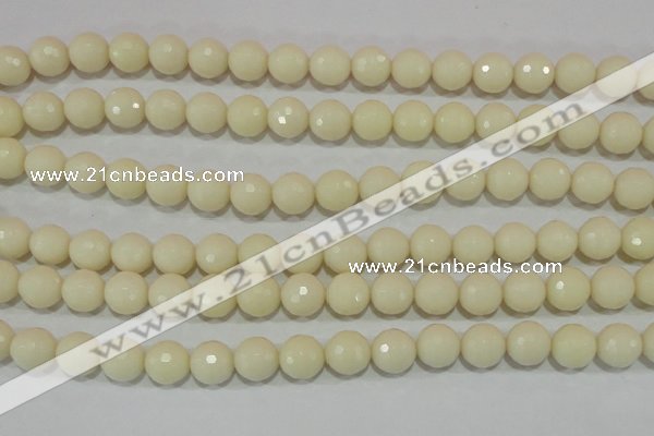 CTU1445 15.5 inches 12mm faceted round synthetic turquoise beads