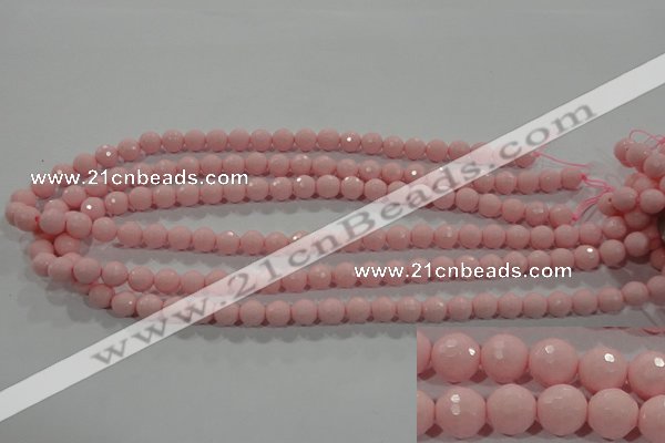 CTU1513 15.5 inches 8mm faceted round synthetic turquoise beads