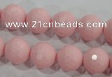 CTU1514 15.5 inches 10mm faceted round synthetic turquoise beads