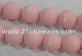 CTU1515 15.5 inches 12mm faceted round synthetic turquoise beads