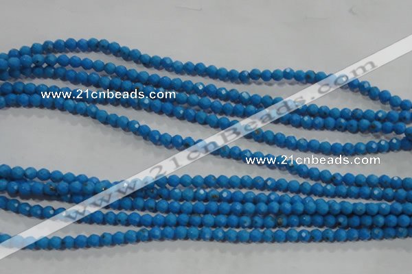 CTU1631 15.5 inches 6mm faceted round synthetic turquoise beads