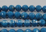 CTU1632 15.5 inches 8mm faceted round synthetic turquoise beads