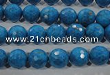 CTU1633 15.5 inches 10mm faceted round synthetic turquoise beads