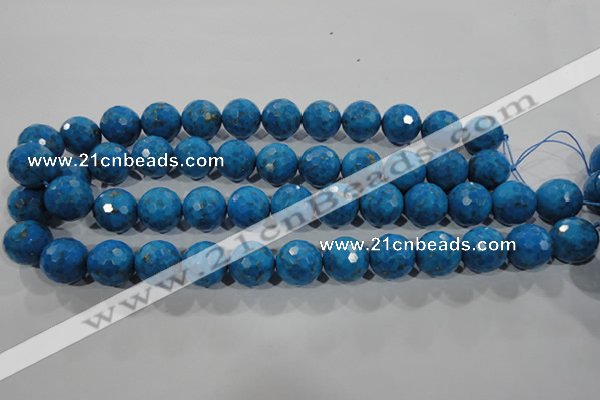 CTU1634 15.5 inches 12mm faceted round synthetic turquoise beads