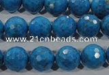 CTU1636 15.5 inches 16mm faceted round synthetic turquoise beads