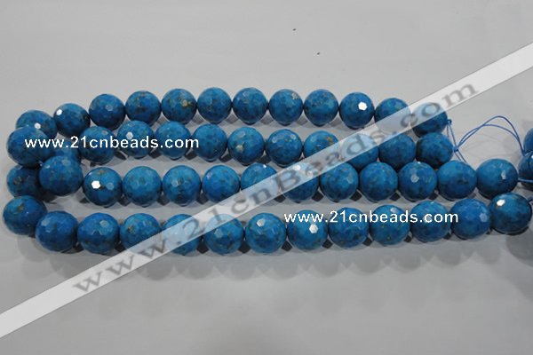 CTU1636 15.5 inches 16mm faceted round synthetic turquoise beads