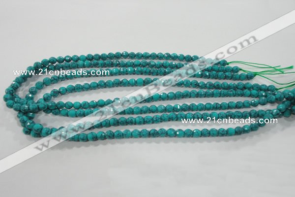 CTU1682 15.5 inches 6mm faceted round synthetic turquoise beads